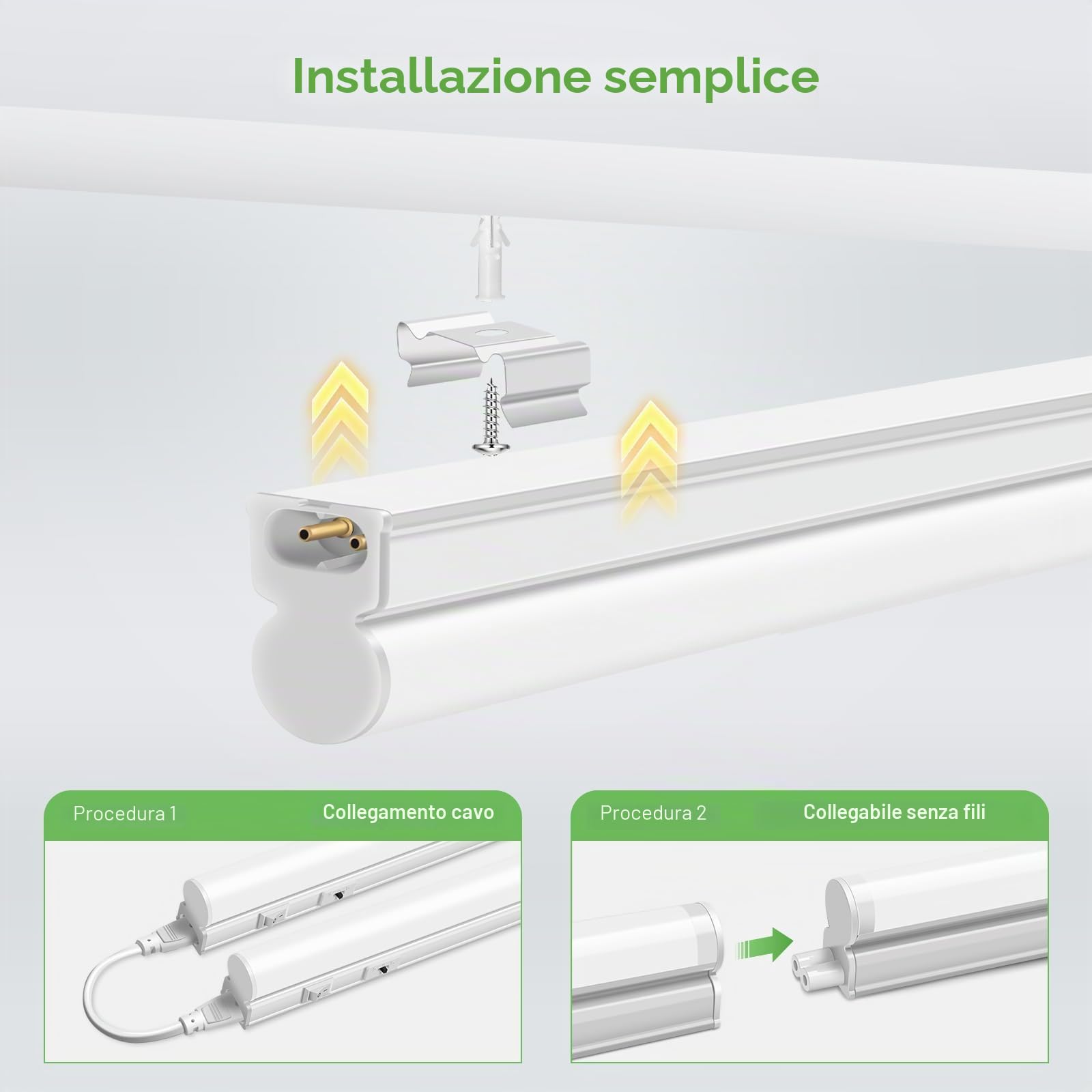 ALUSSO Luci LED per Cucina 12W 1200lm, 3CCT 3000K 4000K 6500K, Illuminazione Sotto Mobile con Interruttore e Cavo, Lightbar LED 88cm 230V, Barra Luce Bianca per Pensili Set di 2
