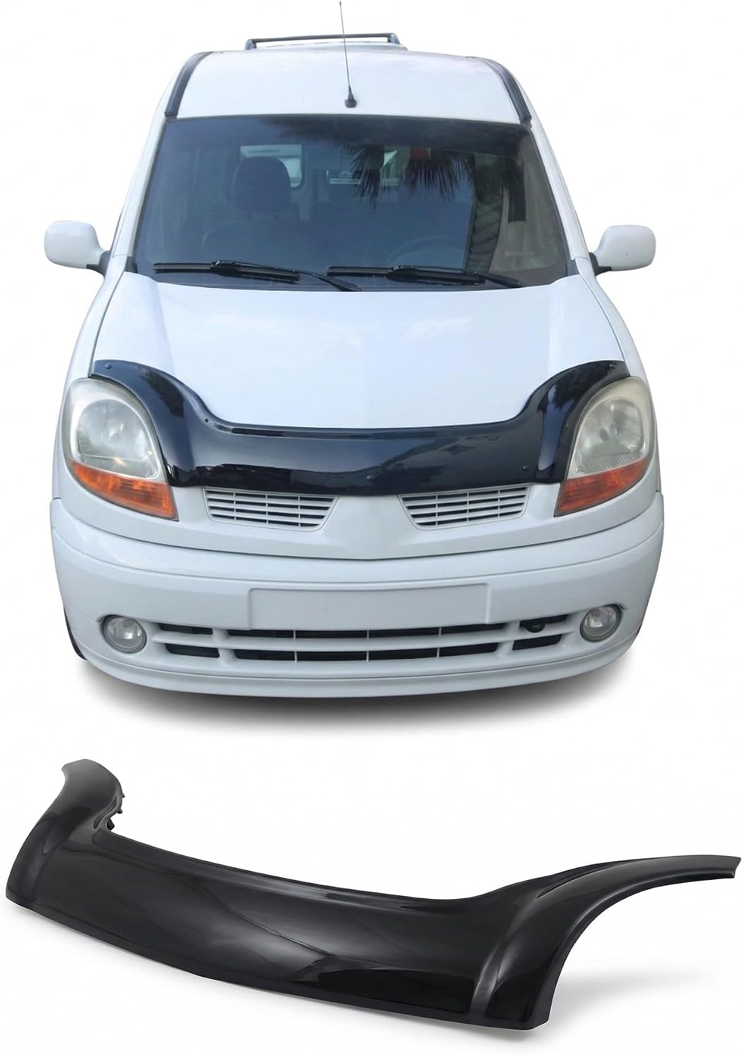 Hood Deflector Guard fits Renault Kangoo 2003-2008 EU Bugflector Bug & Bonnet Shields, Black ABS Hood Protector, Protects from Particles & Bug, All Weather Car Exterior Accessories