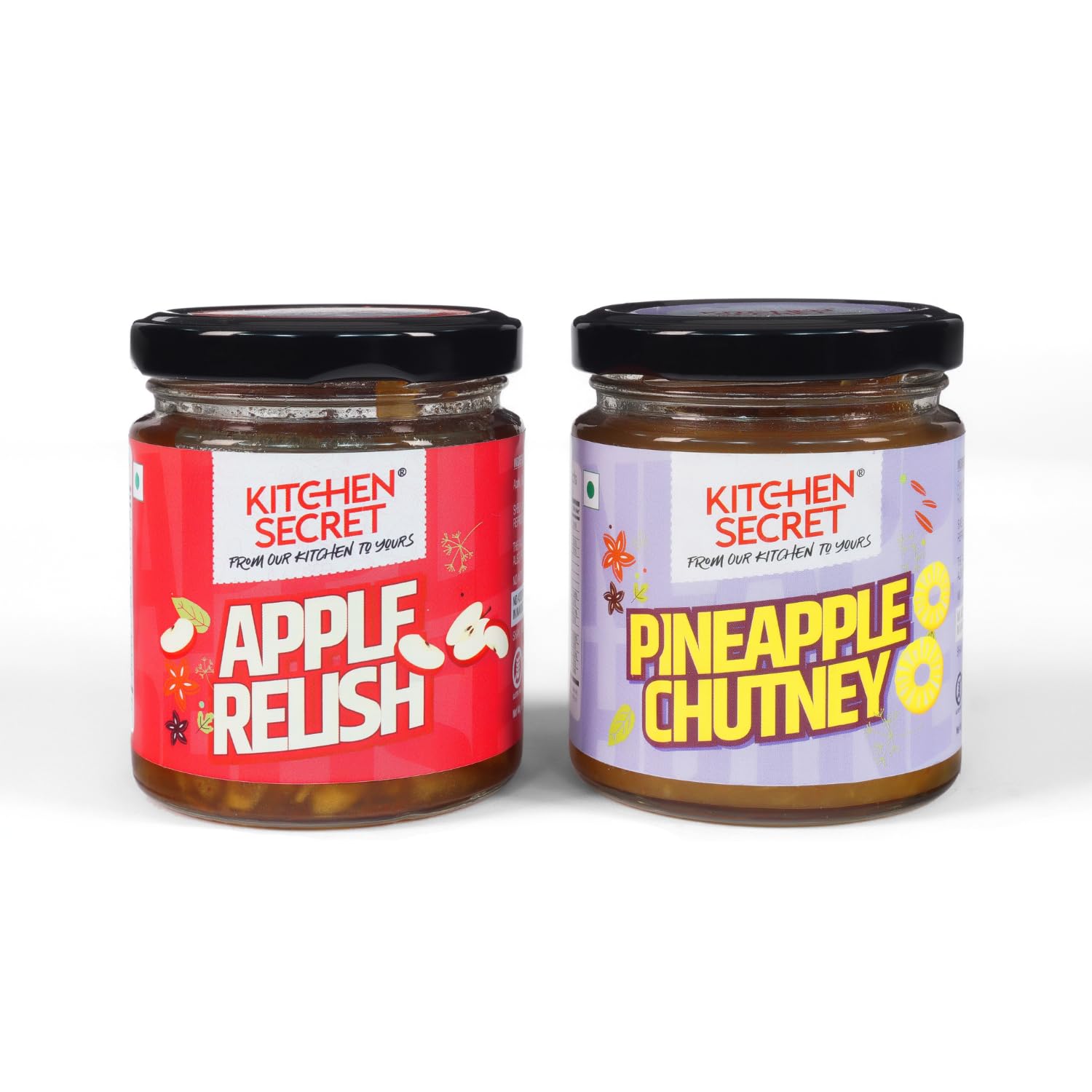 Kitchen Secret Combo Pack: Apple Relish(200G), Pineapple Chutney(200G) Unique Flavors, and They Can Be Used in A Variety of Dishes to Enhance Taste and Add A Touch of Sweetness and Tanginess