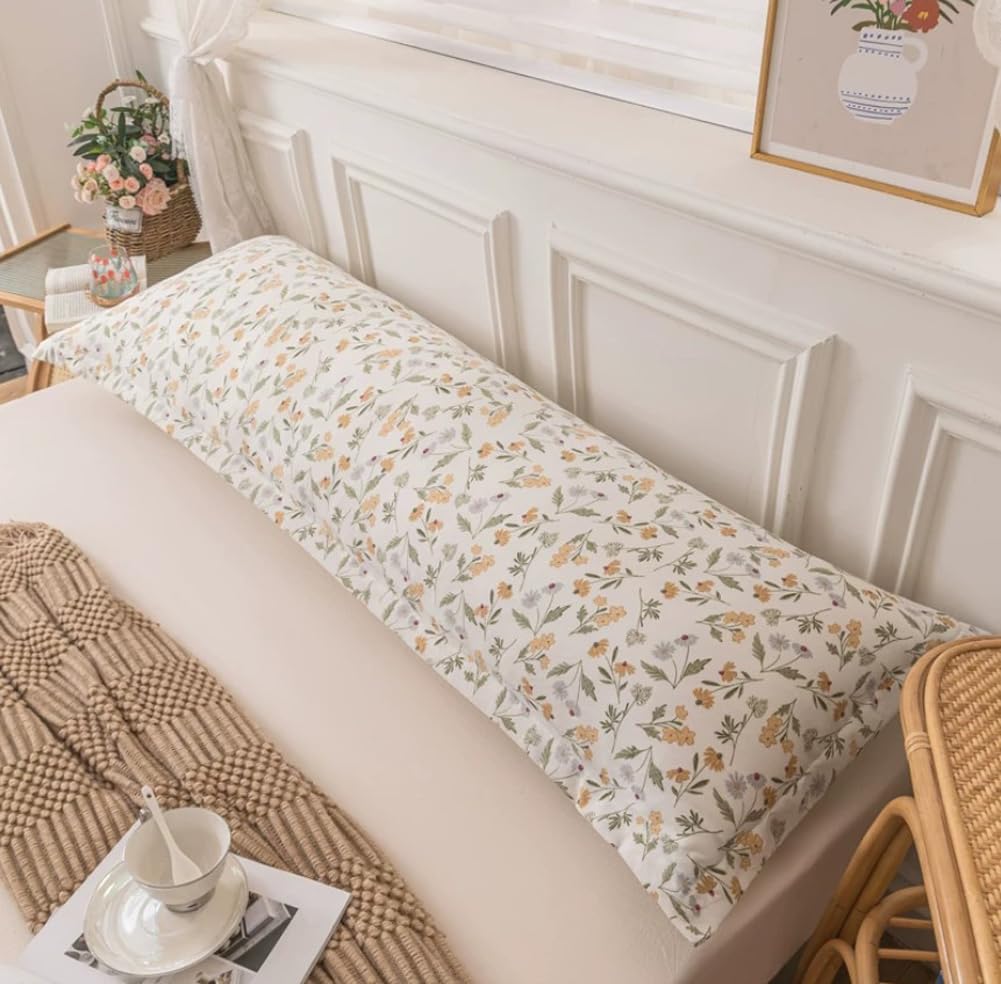 Rectangle Long Pillowcase Lumbar Throw Pillow Cover for Bed Couch Bedroom,Decorative Cotton Body Pillow Cover (White4,19 * 47in/48 * 120cm)