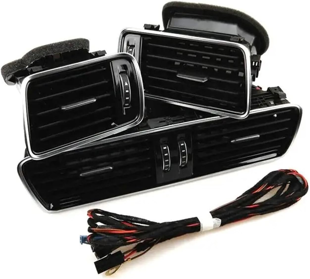Car Left Right Center Air Condition Vents W/Connection Cord Fit For VW CC Fit for Passat B6 3AD819728A, 3AD819701A, 3AD819702A Parts OEM Replacement Grille Nozzle, Heat-Resistant ABS