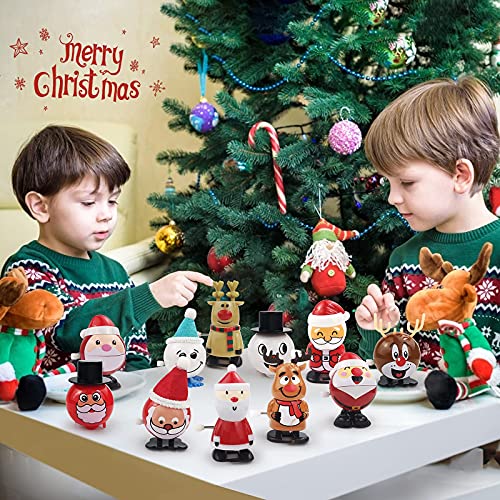 18 Pcs Wind Up Toys for Kids Christmas Stocking Stuffers, Jumping and Walking Clockwork Toys for Christmas Party Favors Supplies Gift Goody Bag Filler, Mini Christmas Toy for Kids Boys Girls Toddlers