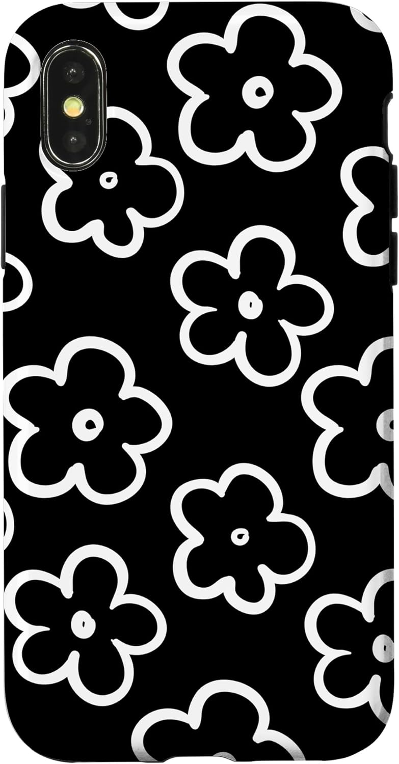 Cute Flower Pattern Wildflower Black and White Floral Case for iPhone 17