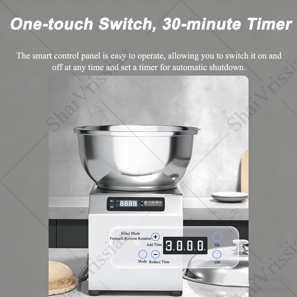 2200w Impastatrice a Spirale Commerciale,5kg/8kg,Doppia Rotazione,Ciotola in Acciaio Inox,30 Minuti Timer,per Panetteria Ristorante Pizzeria Impasto Pane 8kg