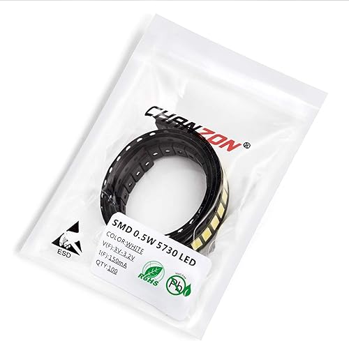 Miniatura 6 de CHANZON 100 piezas 5730 (5630) blanco 6000K SMD LED diodo luces chip (0.224 in x 0.118 in DC 3V 150mA 0.5W 50-55LM) alta intensidad Super brillante