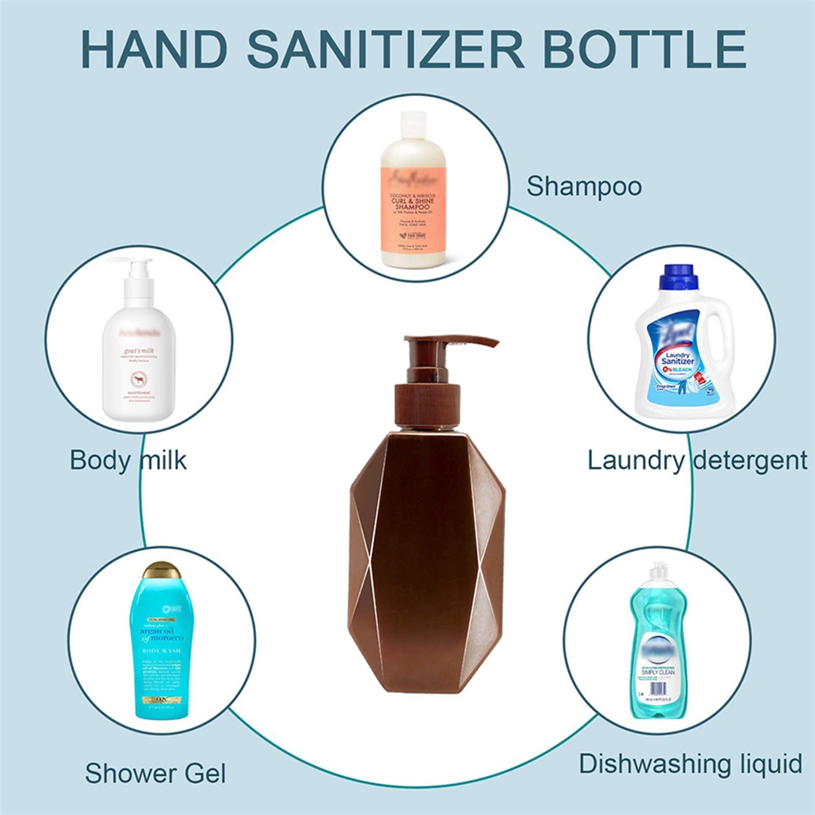 Dispenser di Sapone per Bagno 300ml/500ml Dispenser Portatili creativi Shampoo Flacone a Pressione Gel Doccia Liquido Contenitore Ricaricabile Forniture per Cucina e (Dimensioni: