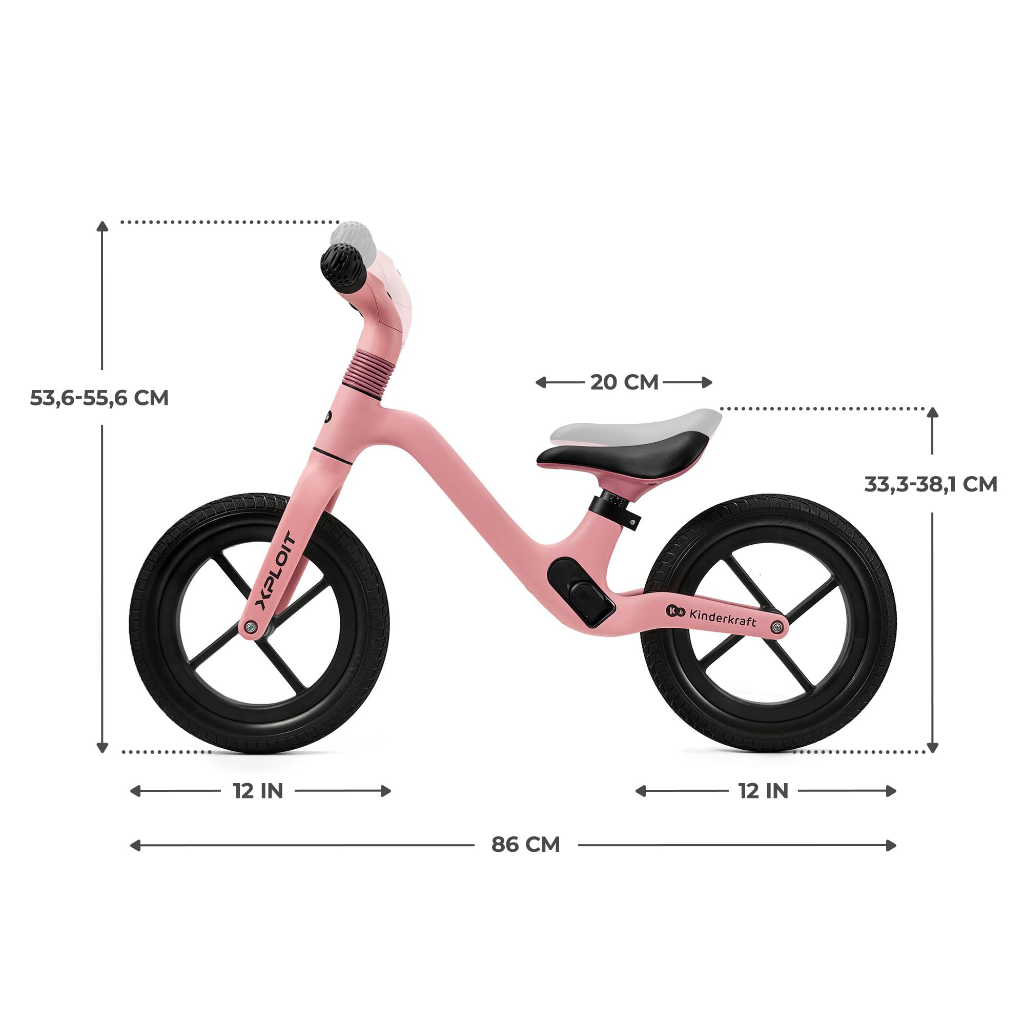 Kinderkraft XPLOIT Bicicleta sin Pedales, Bicicleta Niño 2 años, de 80 cm, Bicicleta 2 Ruedas, Bicicleta de Equilibrio, Sillín Ajustable, Ruedas Grandes de PU, 35 kg