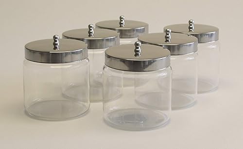 Miniatura 3 de Grafco Glass Medical Sundry Tarros con tapas, 4 x 4 pulgadas, tarros transparentes sin etiquetar para suministros (6 unidades)