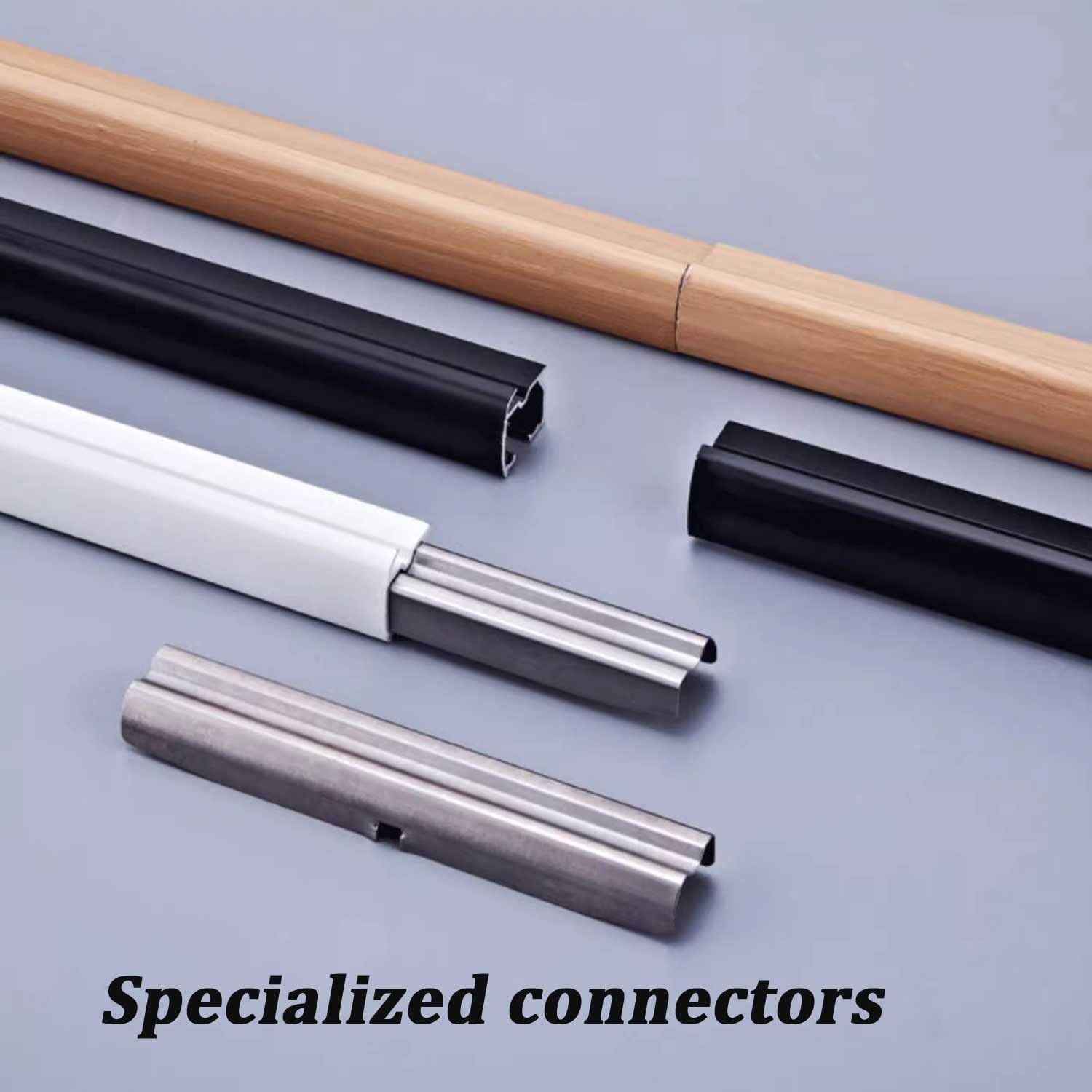 Double Curtain Track Wall Mount System - Imitation Wood Grain Curtain Rod for Room Divider - 3.3ft Beige Curtain Rail for Living Room & Bedroom Décor