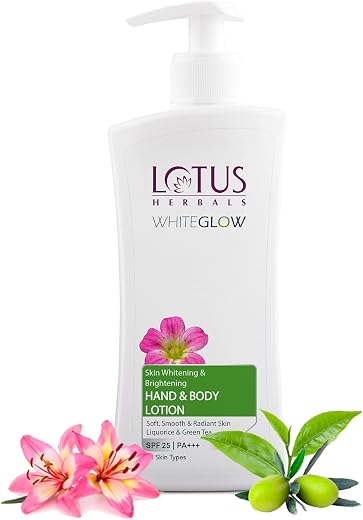 Lotus Herbals WhiteGlow Hand & Body Lotion, Moisturizer for Dry Skin | SPF 25 and PA+++| Protects From UVA/UVB Rays, Moist...