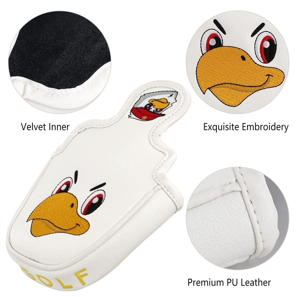 PINMEI Golf headcovers Eagle Blade Putter Head Covers with Magnet Magnetic Closure Golf Putters Protection Suitable for Callaway Ping Taylormade Cobra Odyssey Putter (White Mallet Eagle)