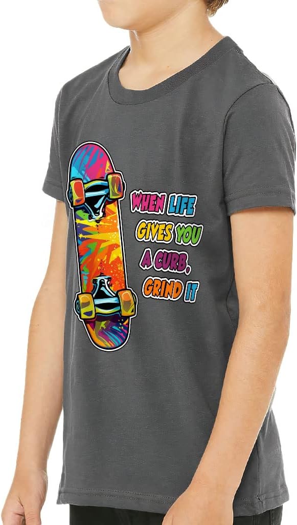 When Life Gives You a Curb Grind It Kids' T-Shirt - Art T-Shirt - Unique Tee Shirt for Kids