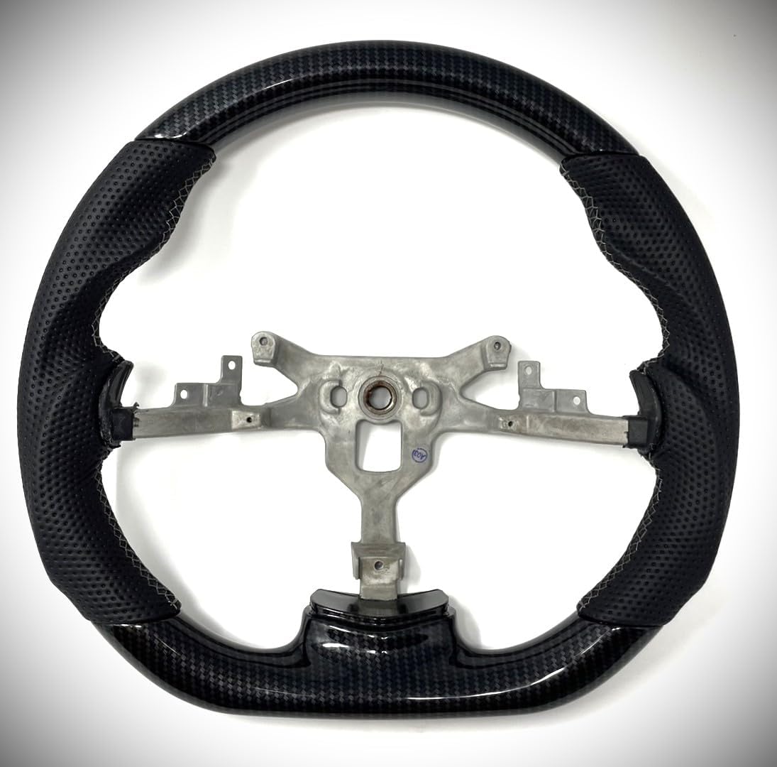 Black Flat Sports Steering Wheel for 2006-2013 Chevy Corvette C6 (Hydro-Dip Carbon Fiber/Gray Stitching)