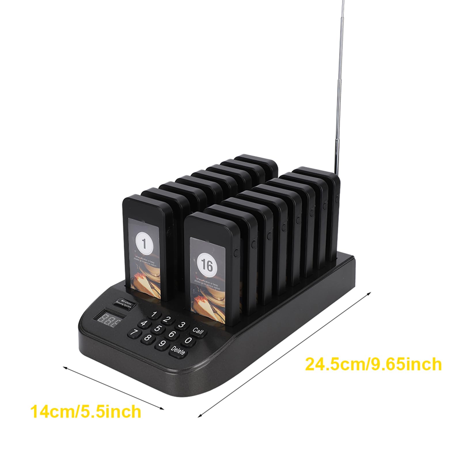ASHATA Sistema cercapersone per Ristorante, Sistema cercapersone per Ristorante con Sistema di Chiamata Wireless Coda Cicalini Sistema di Chiamata per Cameriera Senza Fili a Lunga(Unione Europea)