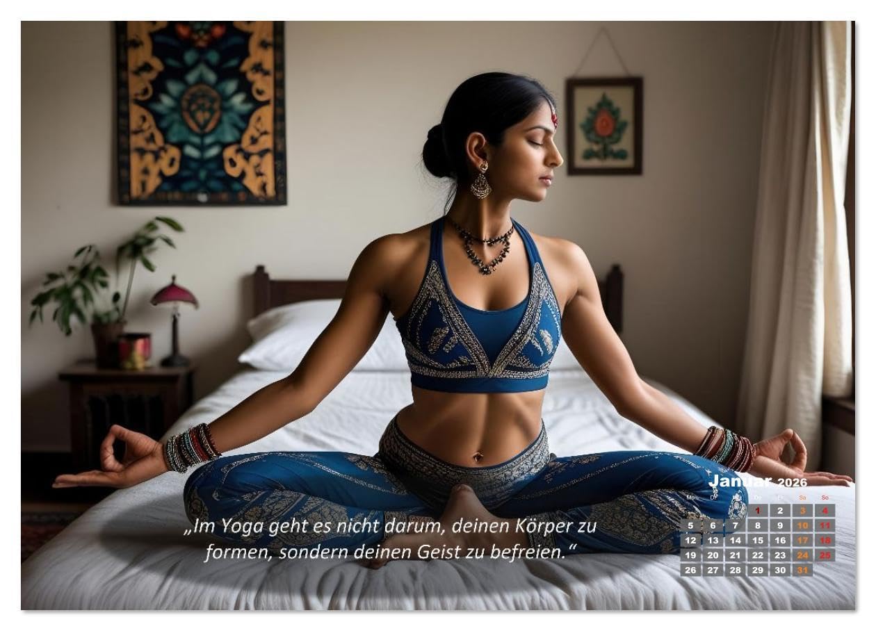 Mit Yoga ins Bett (hochwertiger Premium Wandkalender 2026 DIN A2 quer), Kunstdruck in Hochglanz: Ihr Kalender für Erholung, Entspannung und Achtsamkeit (CALVENDO Gesundheit)