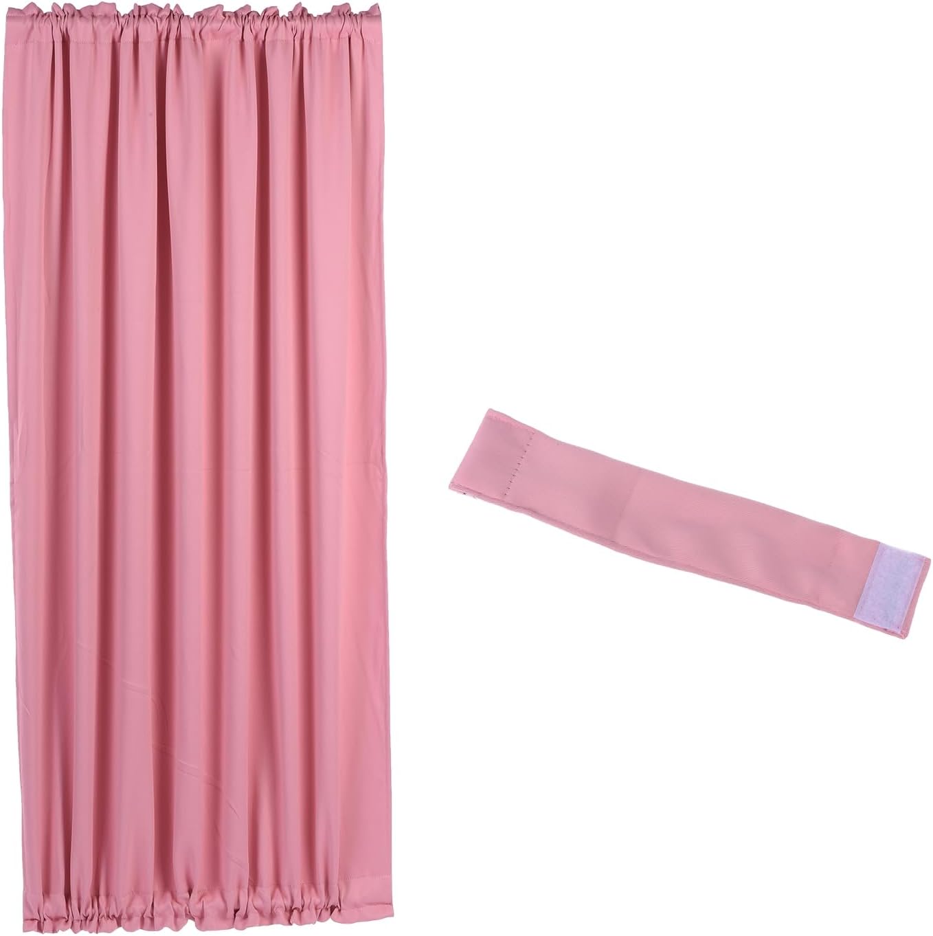 PATIKIL Blackout Door Curtain, 54 Inch W x 72 Inch L French Window Door Half Curtain Thermal Insulated Blackout Shades with Adjustable Tie Back for Kitchen Home, 1 Panel, Pink