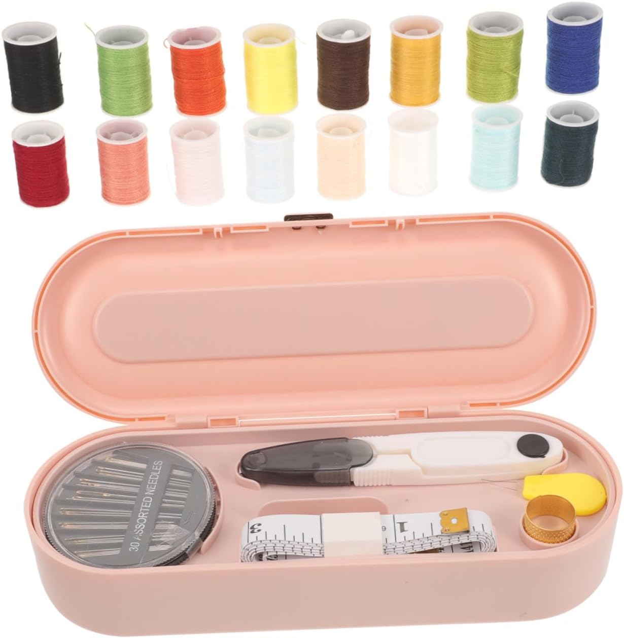 Pink Sewing Kit Set for Adults, Portable Threader Tool