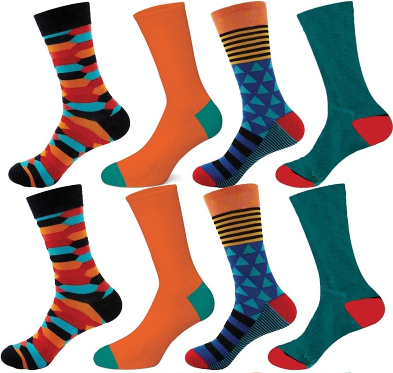 Socks Hombre Jepa con coloridos diseños estampados en set de ocho unidades elásticas 2