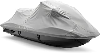 Pyle Armor Shield Jetski Cover Waterproof | Marine Grade 300 Denier PU Coated Canvas with UV Protection, Rear Air Vents, Elastic Custom Fit & Trailerable Storage Cover | 103 to 107 Inches