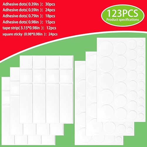 Quadafy Cinta transparente de doble cara para paredes, varios tamaños de puntos adhesivos de doble cara, puntos de montaje extraíbles de alta