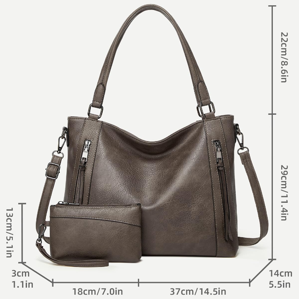Monederos y bolsos para mujer, bolso de mano de piel sintética, bolso de hombro con asa superior, juego de 2 piezas