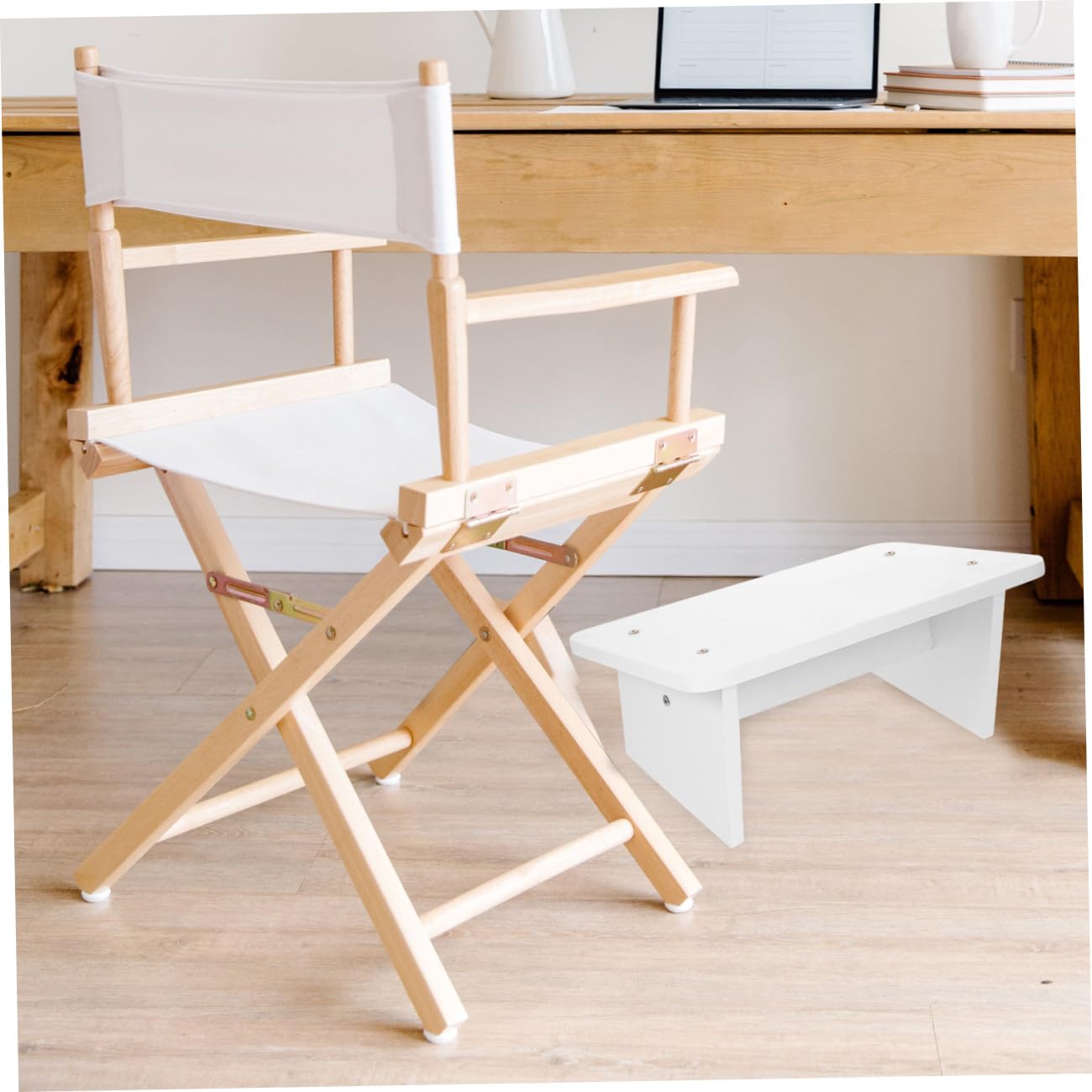 TOPBATHY Poggiapiedi Ergonomico in Legno Finitura Naturale, Supporto per Postura Seduta Eretta da Affaticamento, per Tavolo in Casa
