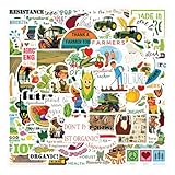 63Pcs Agriculture Stickers Pack, Cartoon Cute Vinyl Waterproof Decals for Water Bottle,Laptop,Phone,Skateboard,Scrapbooking,Bumper for Party Supply
