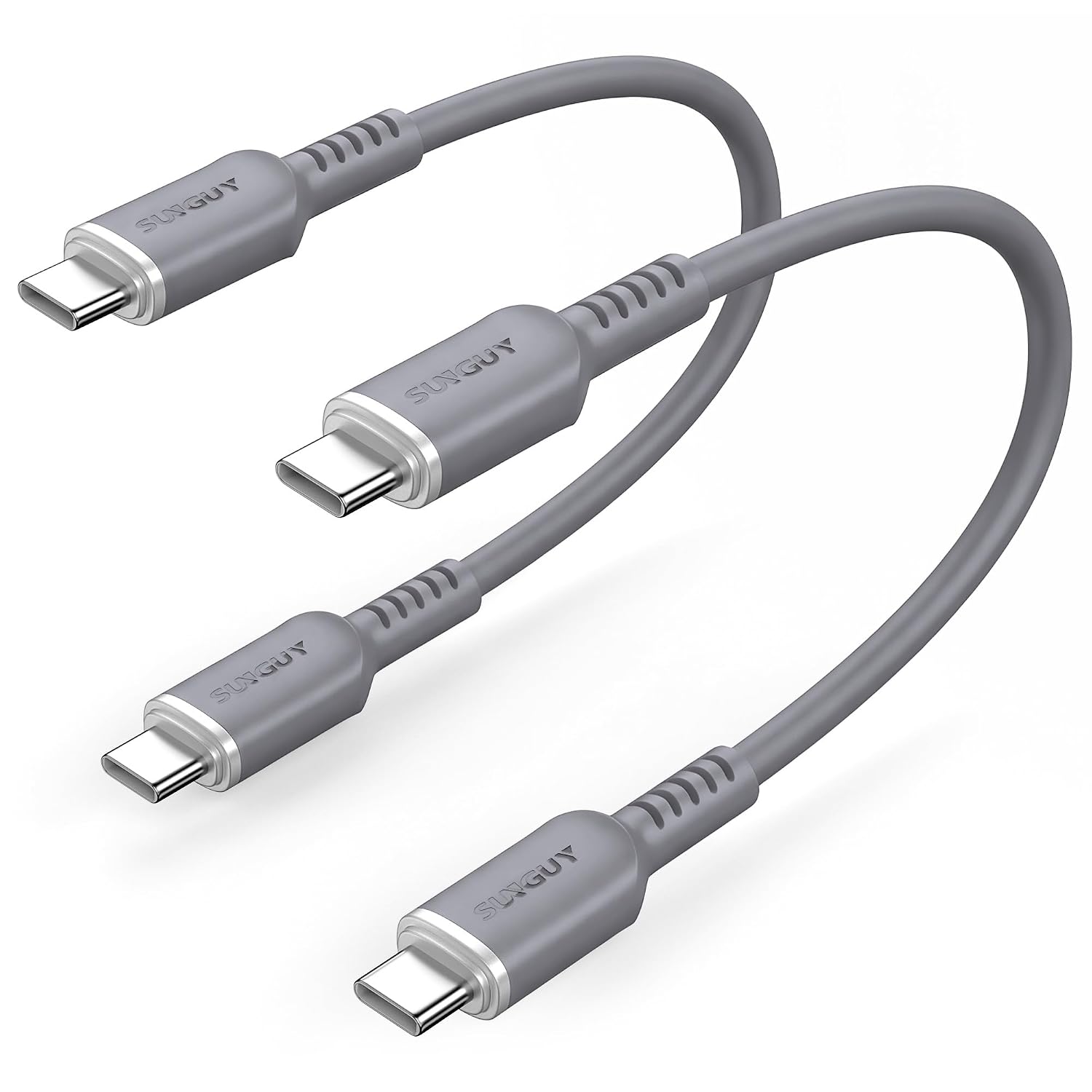  USB C to USB c Cable (1FT, 2Pack), Type-C 100W Charger Silicone USB-C Cord Fast Charging USBC Data Wire for i-Phone 17/16/ 15 Series,MacBook Pro 2020,Pixel and More, Super Soft -Grey thumbnail