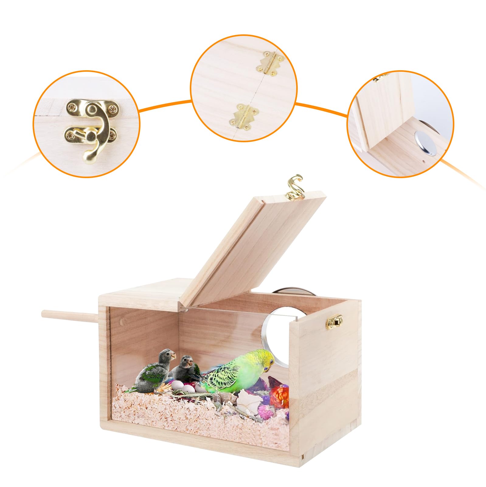 Transparentes Vogelzuchtbox Wellensittich Nistkasten: LEKEFET Wellensittich Holz Zuchtbox Massivholz Papagei Zucht Box Vogelzucht Brutkasten Vogelhaus für Sittich Lovebirds Papageien12*12 * 19.5cm