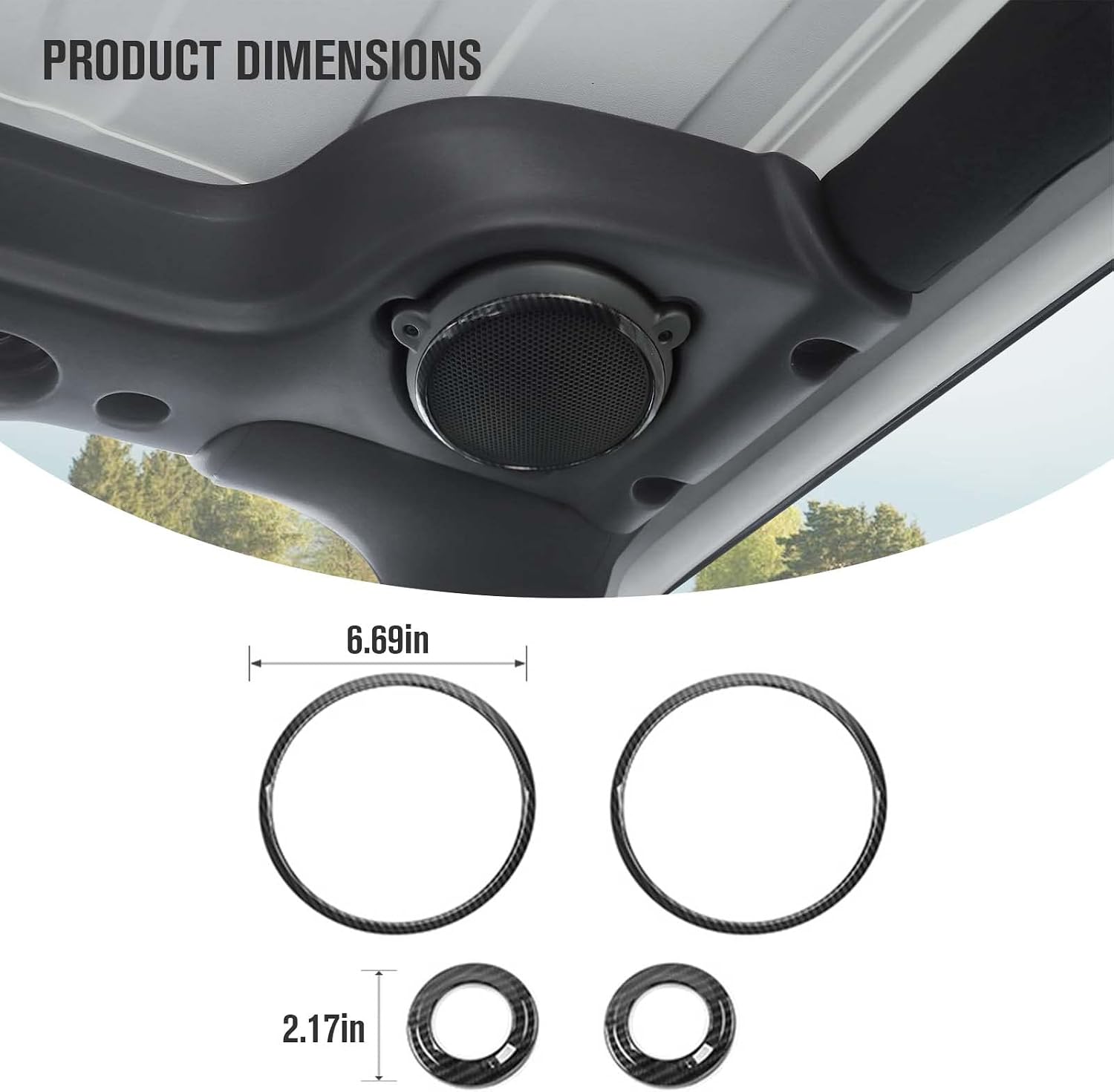Jimen Compatible with 2007-2014 Jeep Wrangler JK & Unlimited, 4PCS A Pillar Speaker & Roof Top Speaker Overlay Cover Trim Pieces (Carbon Fiber)