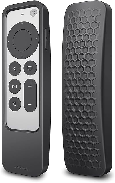 FINTIE 2-in-1 Protective Case for 2021 Apple TV Siri Remote and Apple AirTag - Lightweight Anti Slip Shockproof Cover for Apple TV 4K / HD Siri Remote Controller (2nd Generation), Black