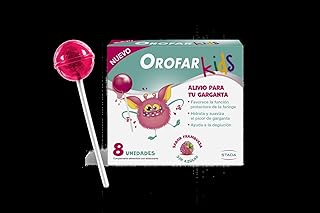 Kids alivia e acalma a comichão na garganta, laringe e cordas vocais, 8 pirulitos sabor framboesa, sem açúcar, para crianças +3 anos e adultos