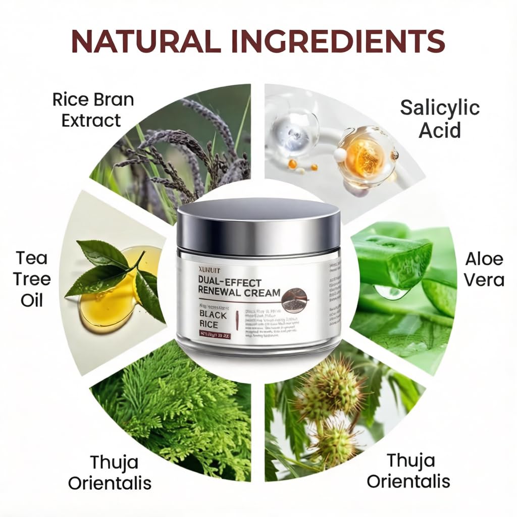 Dual-Effect Renewal Cream,Infused with precious black and whiterice extracts,Professional Skin Repair, Anti-Aging, Hydrating,For all skin types,1.76 OZ (Pack of 1) - Image 2