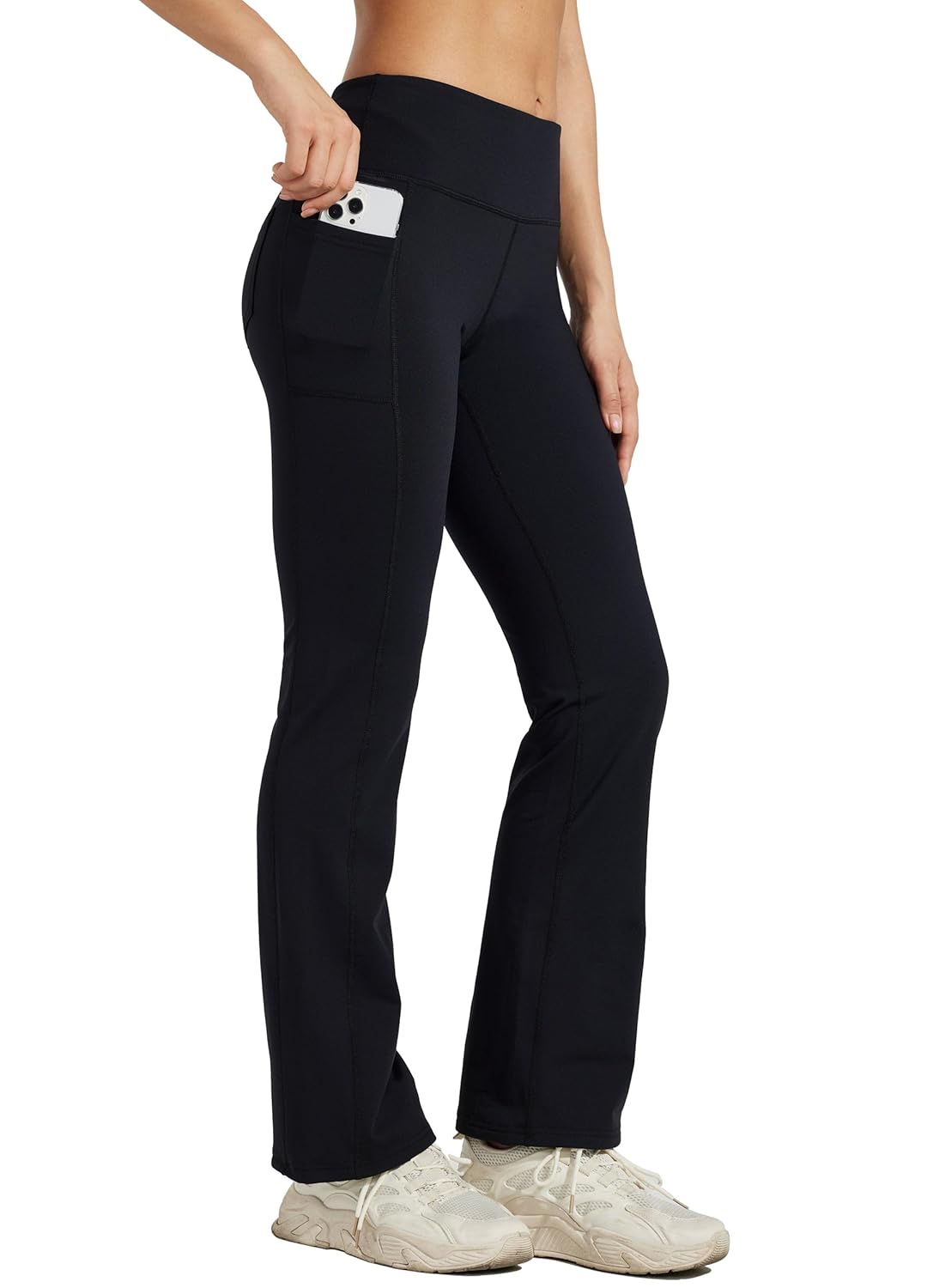 Willit Womens Fleece Lined Pants Yoga Bootcut Thermal Winter Pants High Waisted Flare Leggings Water Resistant