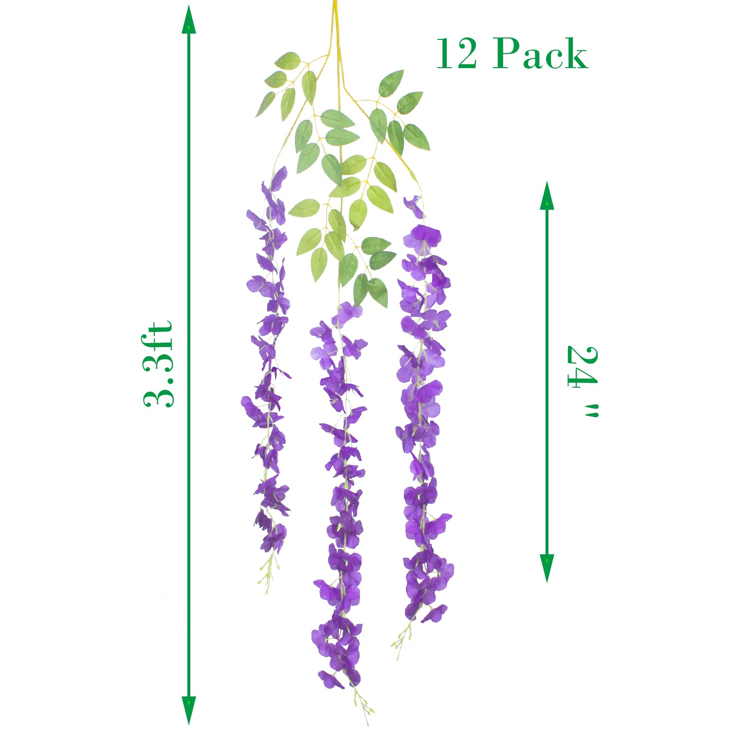 Künstliche Blumen, Seide, Glyzinienranke, Ratta, zum Aufhängen, Künstliche Pflanzen, Blau, 12 Stück
