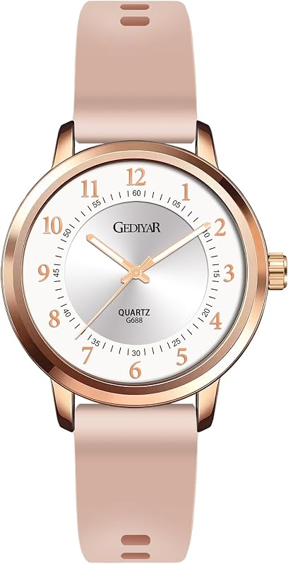 Waterproof Rose Gold Watches for Women Ladies Easy Reader Quartz Analog Watches for Nurse Medical Professionals Students Women
