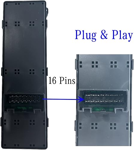 Miniatura 2 de Interruptor maestro de elevalunas eléctrico compatible con Kia Rio 2012 2013 2014 2015 Reemplazar OEM # 93570-1W155 lado del conductor delantero