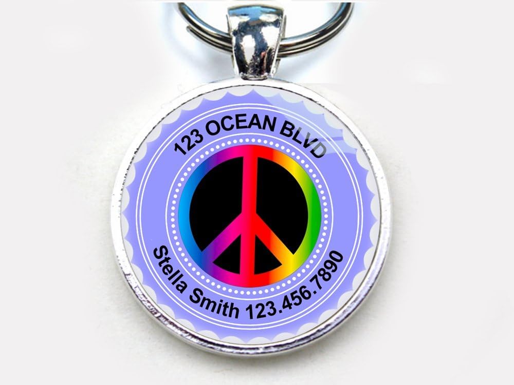 Custom pet ID Tag Dog tag cat pet tag Funny Humor Peace Sign SGL (Small 1")