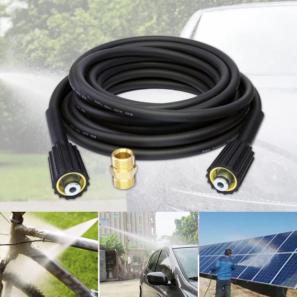 Tubo di prolunga per idropulitrice ad alta pressione, connettore M22 femmina a maschio, gomma PVC, pressione massima di esercizio 180 bar, durevole e flessibile per la pulizia esterna