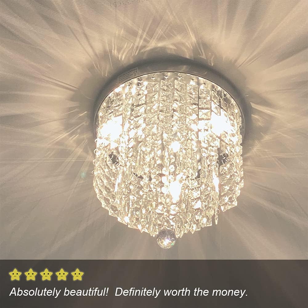 40% Off Discount Depuley 4-Lights Mini Crystal Chandelier, Modern Crystal Flush Mount Ceiling Light, H 12.2'' x W 11.8'' Crystal Chandelier Lighting Fixture for Bedroom, Hallway, Kitchen, Living Room, Bar Get Cheap Price Depuley 4-Lights Mini Crystal Chandelier, Modern Crystal Flush Mount Ceiling Light, H 12.2'' x W 11.8'' Crystal Chandelier Lighting Fixture for Bedroom, Hallway, Kitchen, Living Room, Bar