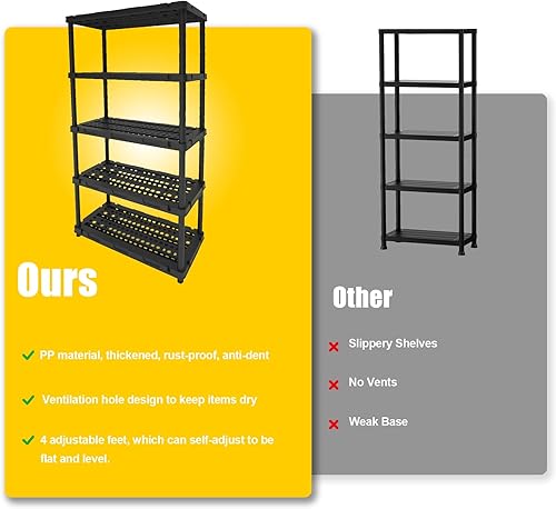Miniatura 9 de Estantes de almacenamiento de plástico, estantería 45, estante de almacenamiento resistente, 72.44 pulgadas de alto, estante de plástico para