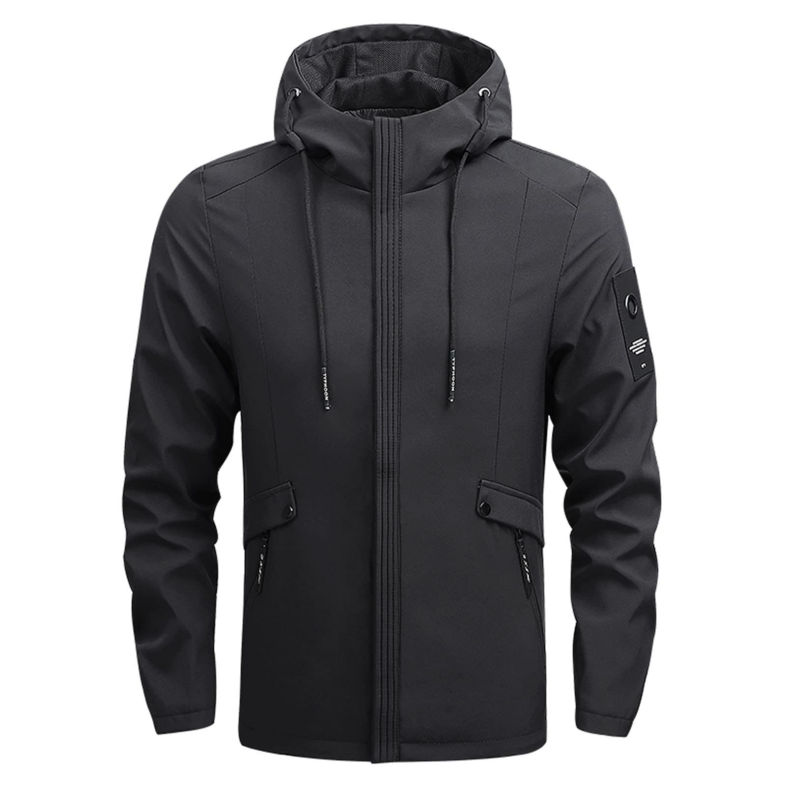 Chaqueta de invierno para hombre, chaqueta para hombre, informal, con capucha sólida, con cremallera, abrigo de manga larga, chaqueta suelta, cortavientos, para viajes de vacaciones al aire libre