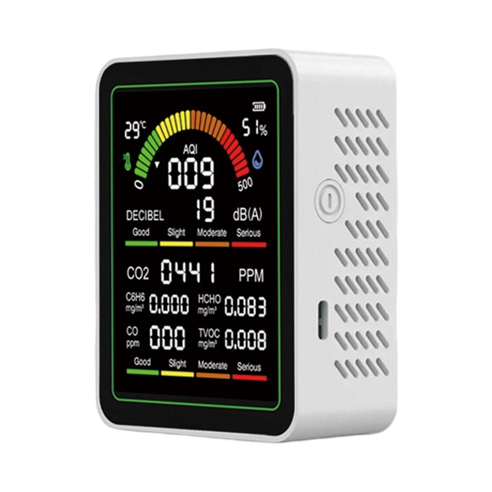 Nvoqilin White Accurate Tester Air Pollution Detectors Measuring Co2 C6h6 Formaldehyde Tvoc Noise Levels And Temperature Humidity Home Air Tester
