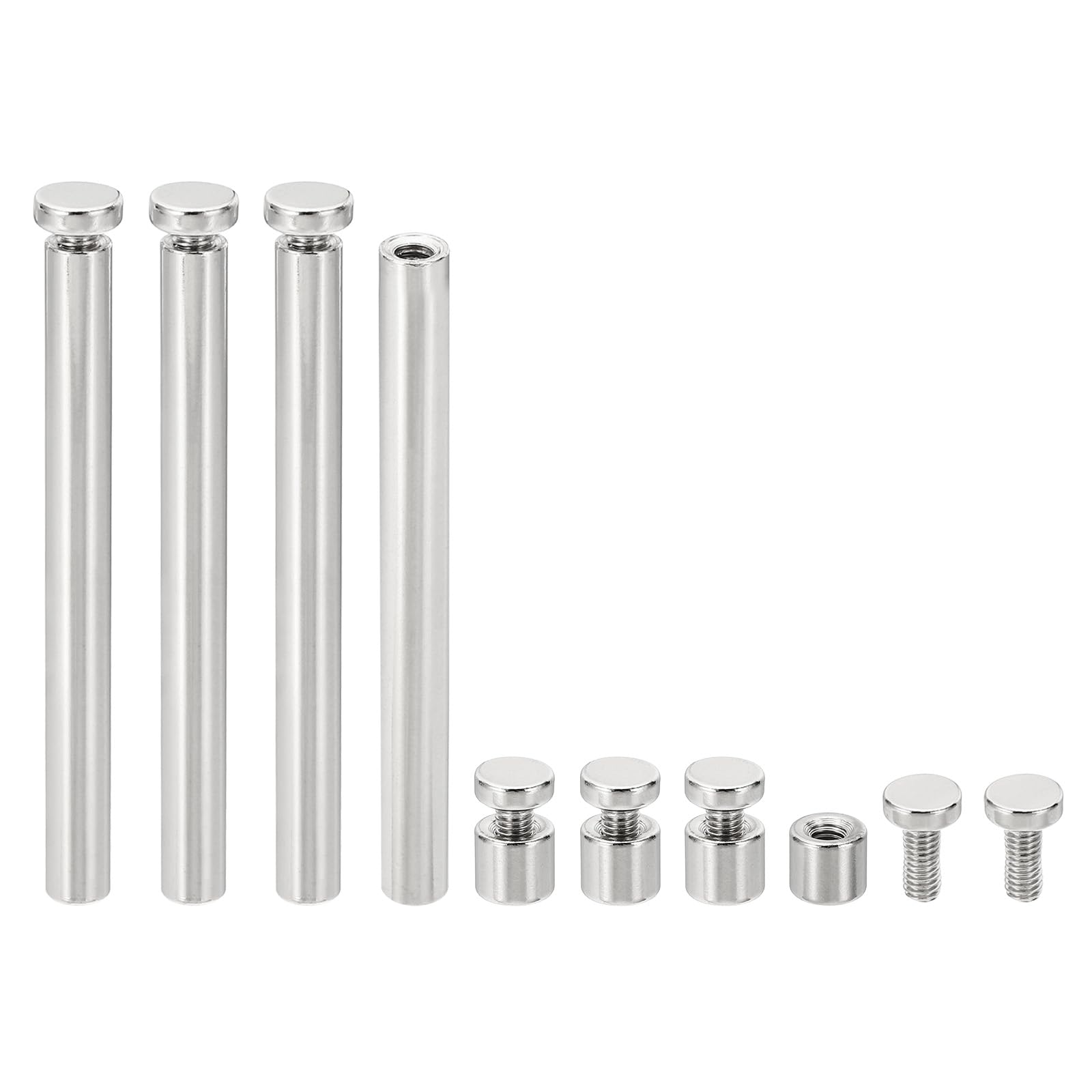 PATIKIL 1/4 x 2.52 inch Sign Standoff Screws, 4 Set Stainless Steel Wall Standoff Mounting Hardware Advertising Glass Nail for Hanging Acrylic Picture