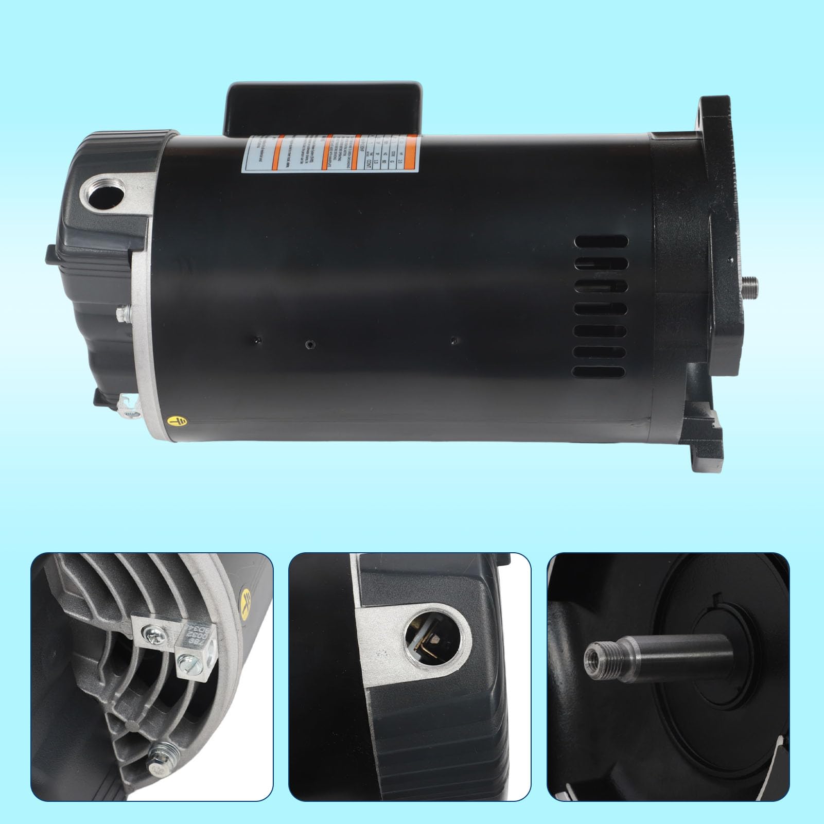 Chrees Motor de Bomba de Piscina Eficiente, Repuesto de 2 para Piscina, Brida Cuadrada, Protección para Ambientes Exteriores