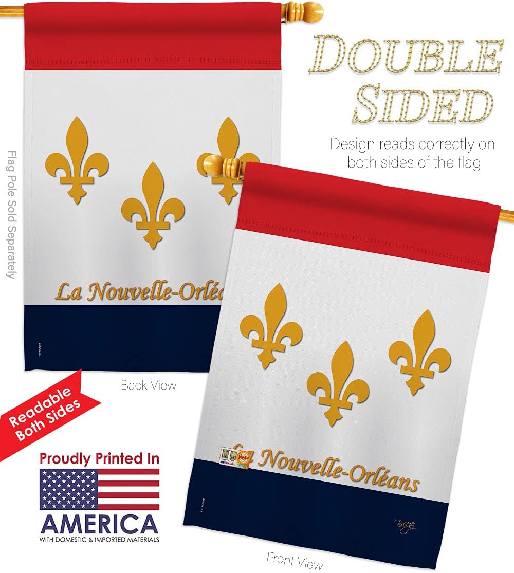 New Orleans House Flag Dowel Set Americana States USA American Territories Republic Country Particular Area Small Decorative Gift Yard Banner Double-Sided Made In 28 X 40