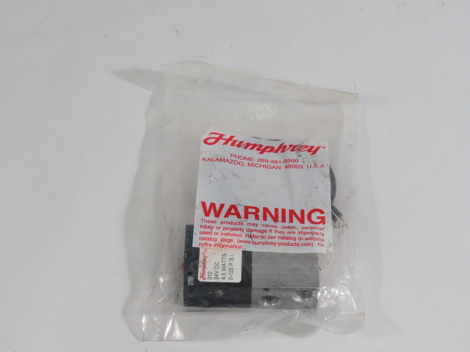 HUMPHREY 310-24VDC 0-125PSI, 24VDC, 4.5WATT, Direct Acting, Solenoid Valve