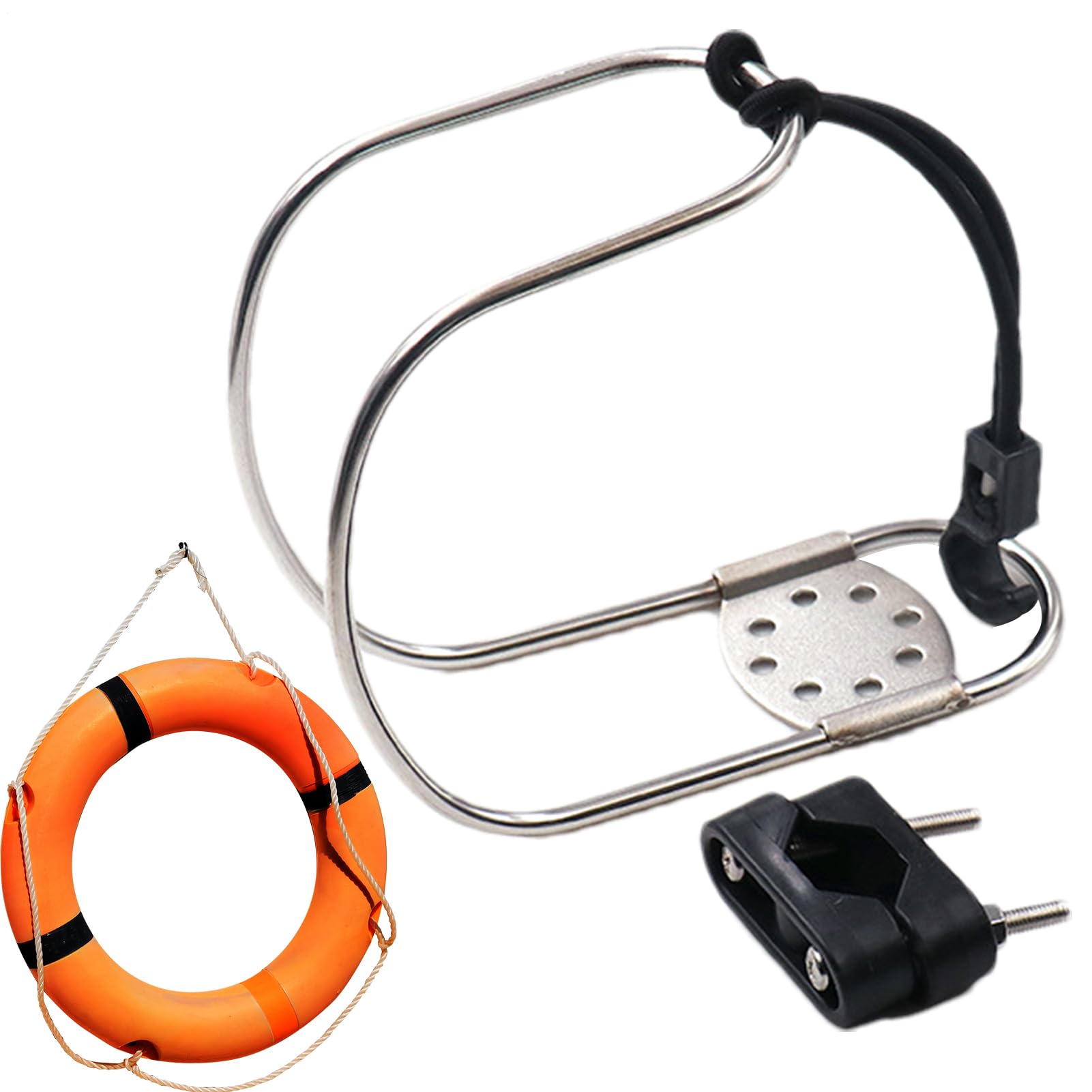 Life Ring Bracket - Adjustable Stainless Steel Buoy Holder, Wear-Resistant Marine Mount, Safety Rail Accessory | Multipurpose Lifesaving Equipment Support For Ships Boats Docks