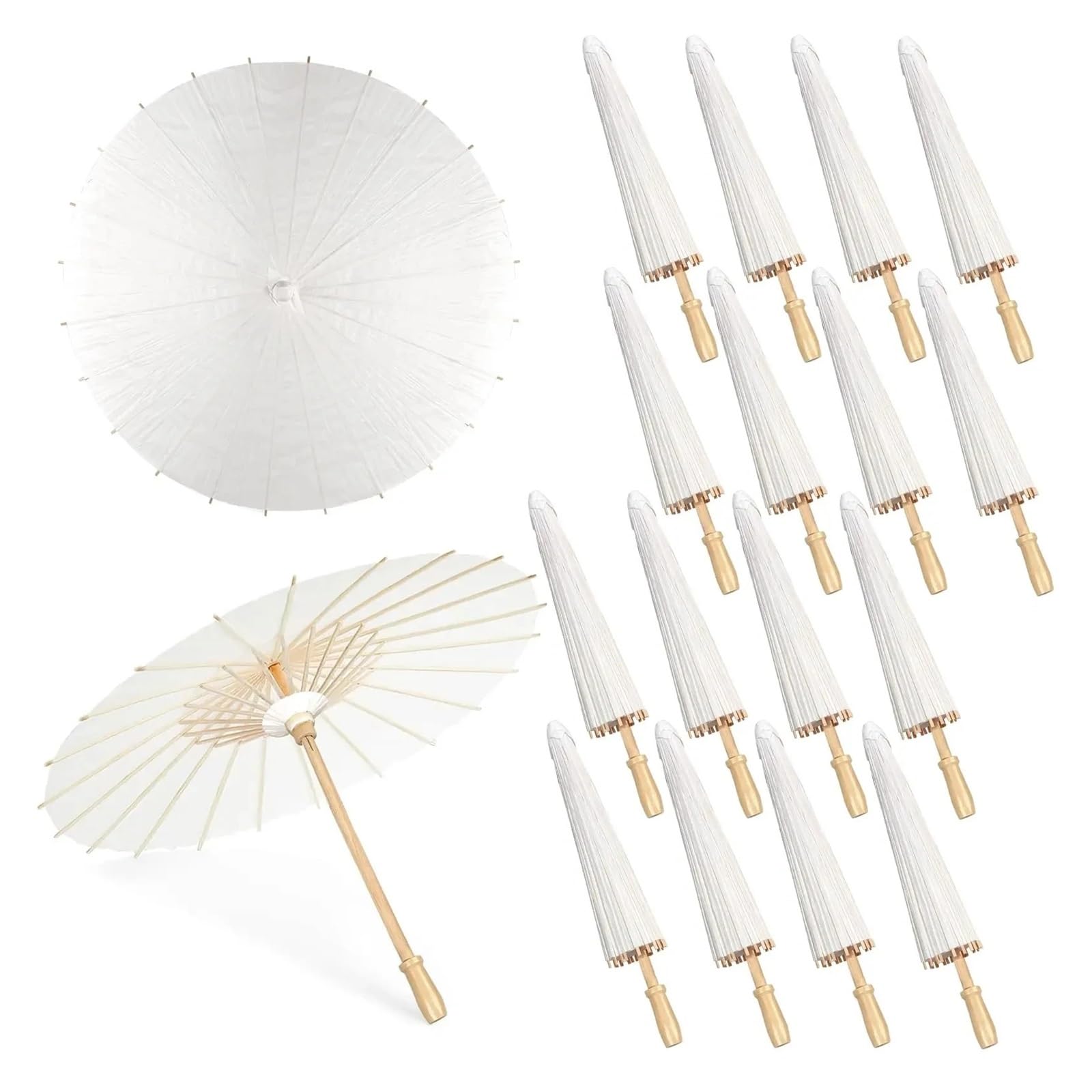 Sonnenschirm Hochzeit 30–50 Stück 80 cm Papierschirm – DIY weißer Sonnenschirm for Hochzeitsfotos, Cosplay-Requisite, Sommer-Weißparty & Stranddekor