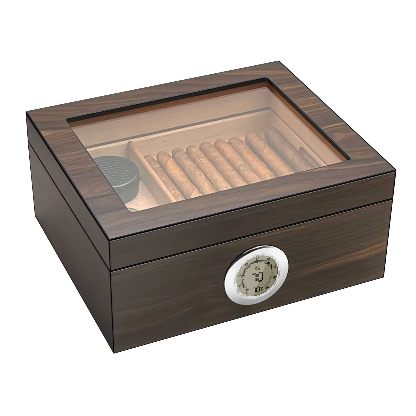 Buy Flauno Glass Top Cigar Humidor, Desktop Humidor Cigar Box with
